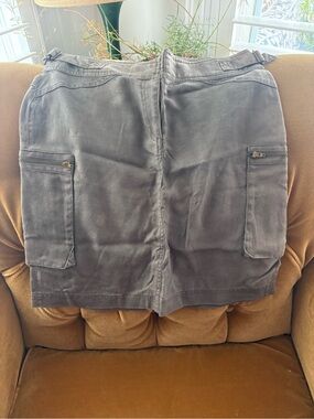 H&M Brown Linen Blend Skirt with Cargo Stitching